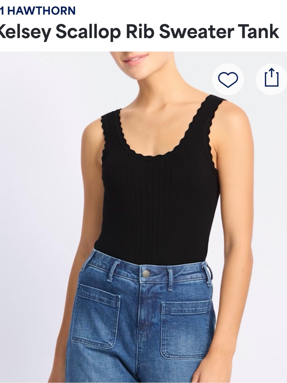 41 Hawthorn Kelsey Scallop Rib Tank - Black